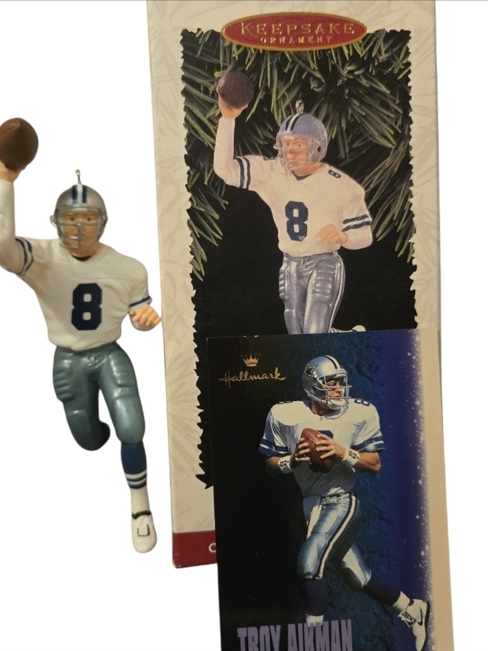 Dallas Cowboys 1996 Hallmark Troy Aikman Ornament and Card NIB